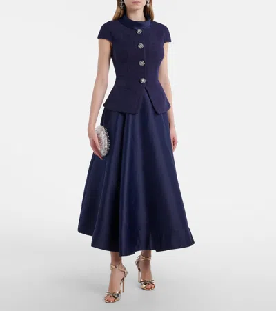 圈圈呢塔夫绸中长连衣裙