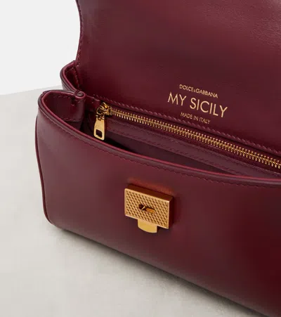 Dolce & Gabbana My Sicily Leather Tote Bag In Burgundy