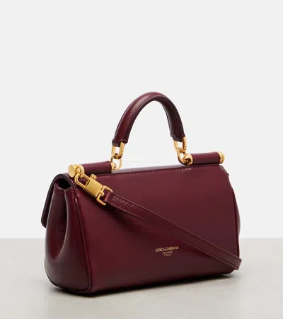 Dolce & Gabbana My Sicily Leather Tote Bag In Burgundy