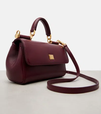 Dolce & Gabbana My Sicily Leather Tote Bag In Burgundy
