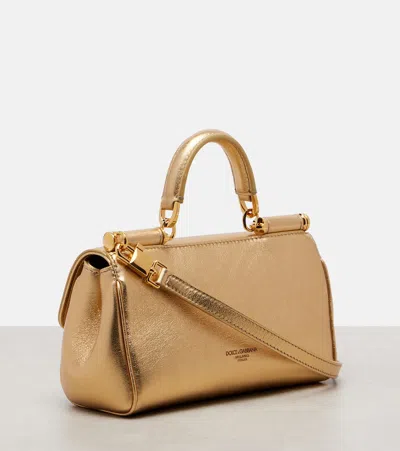 Dolce & Gabbana My Sicily Metallic Leather Tote Bag In Gold