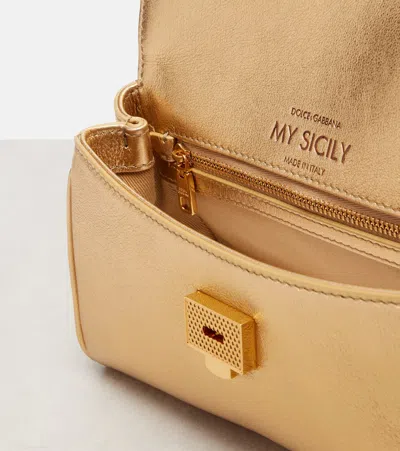 Dolce & Gabbana My Sicily Metallic Leather Tote Bag In Gold