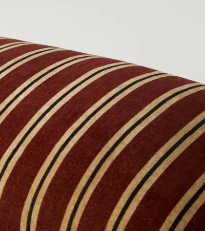 The House Of Lyria Glisente Striped Cotton And Linen Cushion In Red