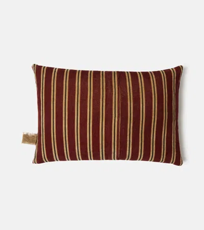 The House Of Lyria Glisente Striped Cotton And Linen Cushion In Red