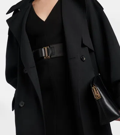 Victoria Beckham Dorian Wide Leather Tuxedo Belt In Black