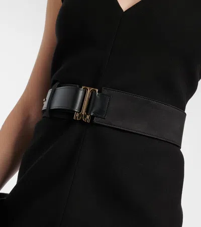 Victoria Beckham Dorian Wide Leather Tuxedo Belt In Black