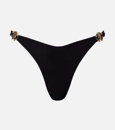 Roberto Cavalli Logo Bikini Bottoms In Black