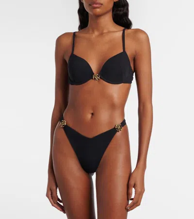 Roberto Cavalli Logo Bikini Bottoms In Black