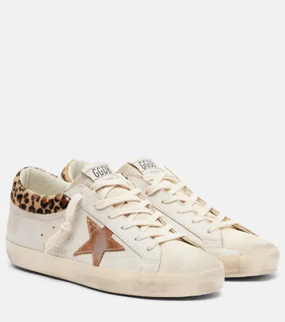 Golden Goose Super-star Calf Hair-trimmed Suede Sneakers In White
