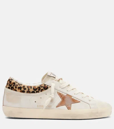 Golden Goose Super-star Calf Hair-trimmed Suede Sneakers In White