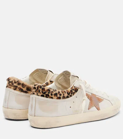 Golden Goose Super-star Calf Hair-trimmed Suede Sneakers In White