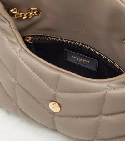 Saint Laurent Puffer Toy Leather Shoulder Bag In Gray