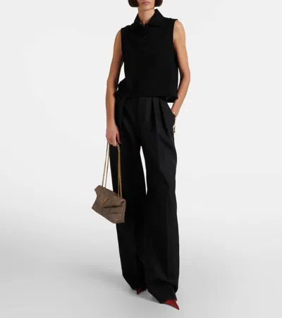 Saint Laurent Puffer Toy Leather Shoulder Bag In Gray