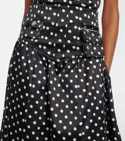 Ganni Polka-dot Satin Maxi Skirt In Black