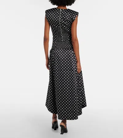 Ganni Polka-dot Satin Maxi Skirt In Black