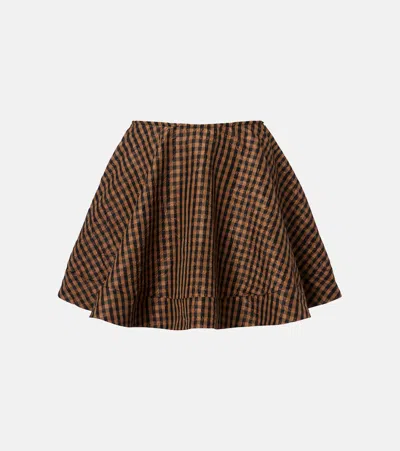 Ganni Checked Miniskirt In Brown