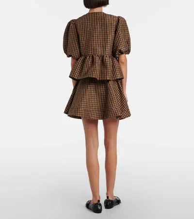 Ganni Checked Miniskirt In Brown