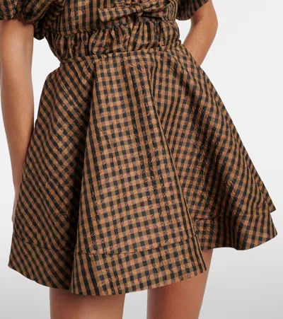 Ganni Checked Miniskirt In Brown