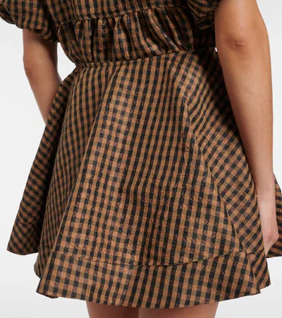 Ganni Checked Miniskirt In Brown