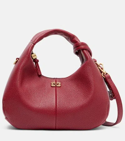 Ganni Braided Detail Satchel In Red
