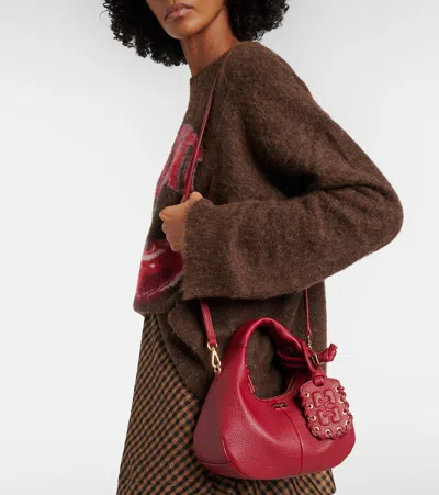 Ganni Braided Detail Satchel In Red