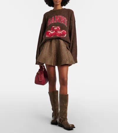 Ganni Braided Detail Satchel In Red