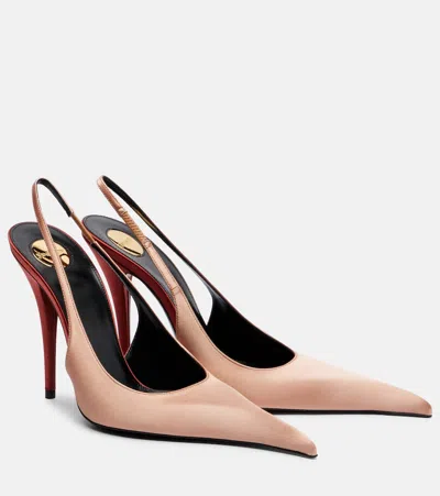 Saint Laurent Deroche 110 Crêpe Satin Slingback Pumps In Pink