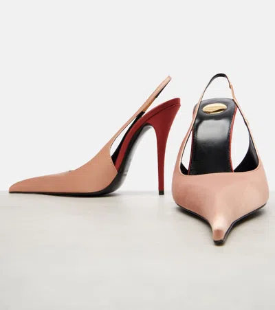 Saint Laurent Deroche 110 Crêpe Satin Slingback Pumps In Pink