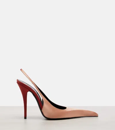 Saint Laurent Deroche 110 Crêpe Satin Slingback Pumps In Pink
