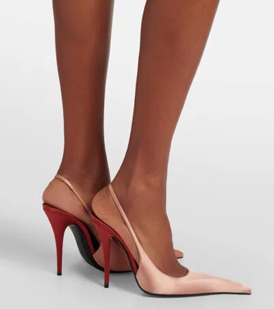 Saint Laurent Deroche 110 Crêpe Satin Slingback Pumps In Pink