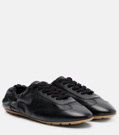 Saint Laurent Lewis Leather Sneakers In Black