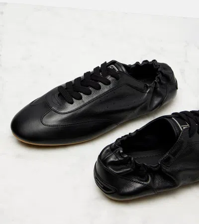 Saint Laurent Lewis Leather Sneakers In Black