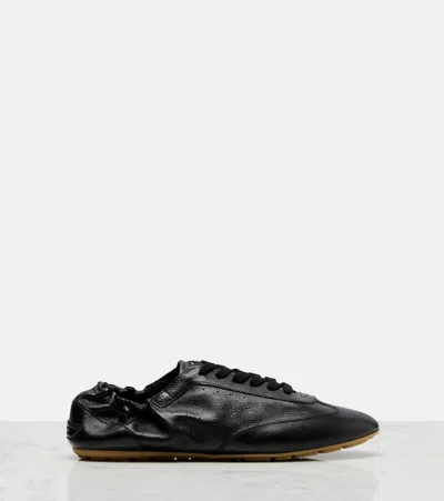 Saint Laurent Lewis Leather Sneakers In Black