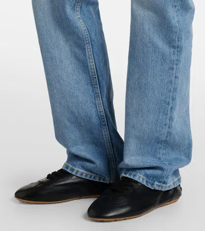 Saint Laurent Lewis Leather Sneakers In Black