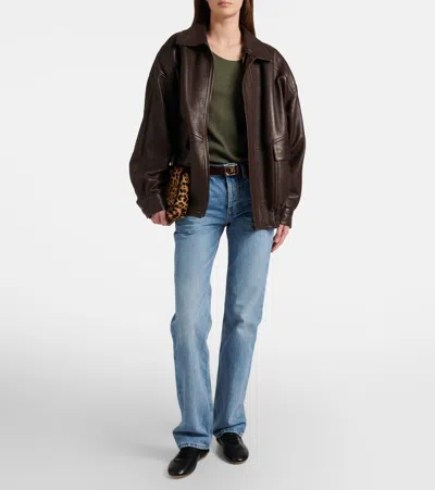 Saint Laurent Lewis Leather Sneakers In Black