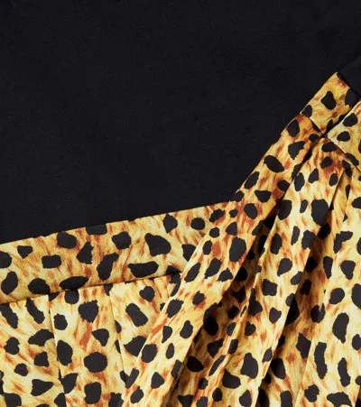 Versace Leopard-print Cotton Jersey And Twill Dress In Black