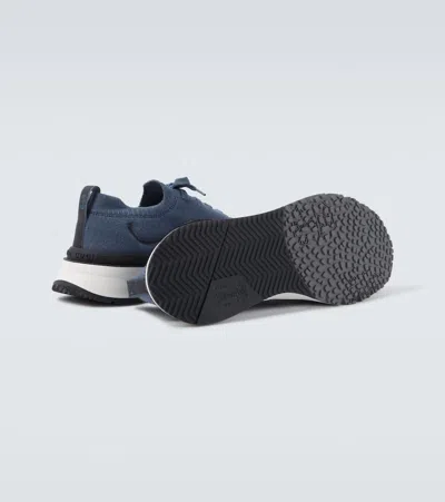 Brunello Cucinelli Techno Knitted Sneakers In Blue
