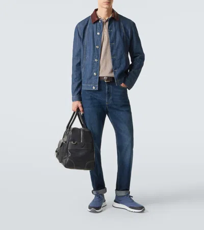 Brunello Cucinelli Techno Knitted Sneakers In Blue