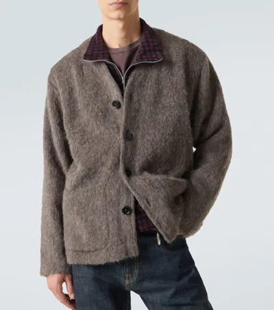 Our Legacy Mens Mole Grey V-neck Patch-pocket Wool-alpaca Blend Cardigan In Brown