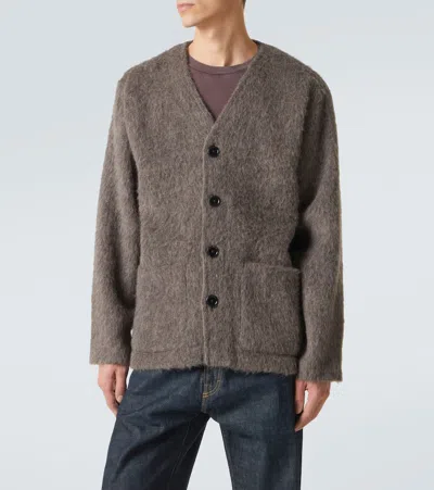 Our Legacy Mens Mole Grey V-neck Patch-pocket Wool-alpaca Blend Cardigan In Brown