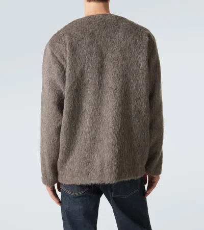Our Legacy Mens Mole Grey V-neck Patch-pocket Wool-alpaca Blend Cardigan In Brown