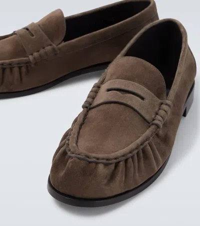 Saint Laurent Le Loafer Supple Leather Penny Loafers In Brown