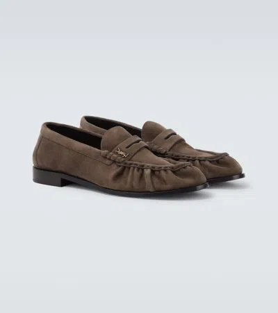 Saint Laurent Le Loafer Supple Leather Penny Loafers In Brown