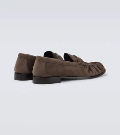Saint Laurent Le Loafer Supple Leather Penny Loafers In Brown