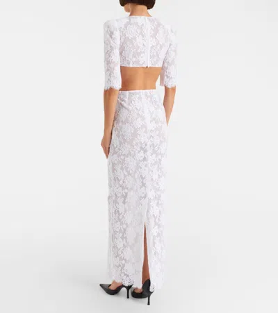 Shushu-tong Bow-detail Cotton-blend Lace Gown In White