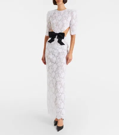 Shushu-tong Bow-detail Cotton-blend Lace Gown In White