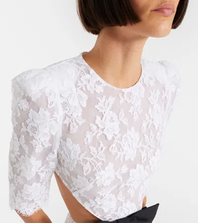 Shushu-tong Bow-detail Cotton-blend Lace Gown In White