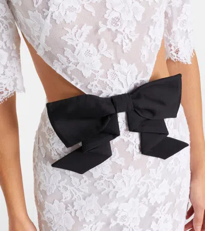 Shushu-tong Bow-detail Cotton-blend Lace Gown In White