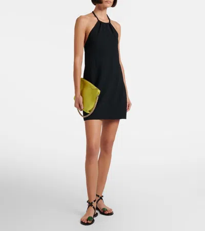 Hunza G Halterneck Seersucker Minidress In Black