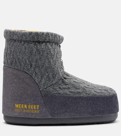 Moon Boot X Guest In Residence Knitted Icon Low Boots In Gray
